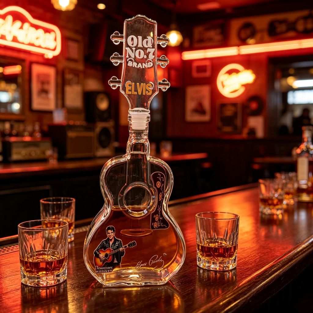 Vintage Collectible Liquor Bottles - Elvis Presley Gitar Şekilli Cam Viski