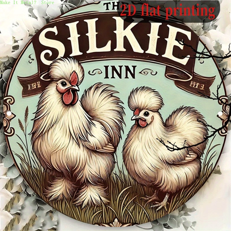 Vintage Collectible Plates - Vintage The Silkie Inn Yuvarlak Teneke
