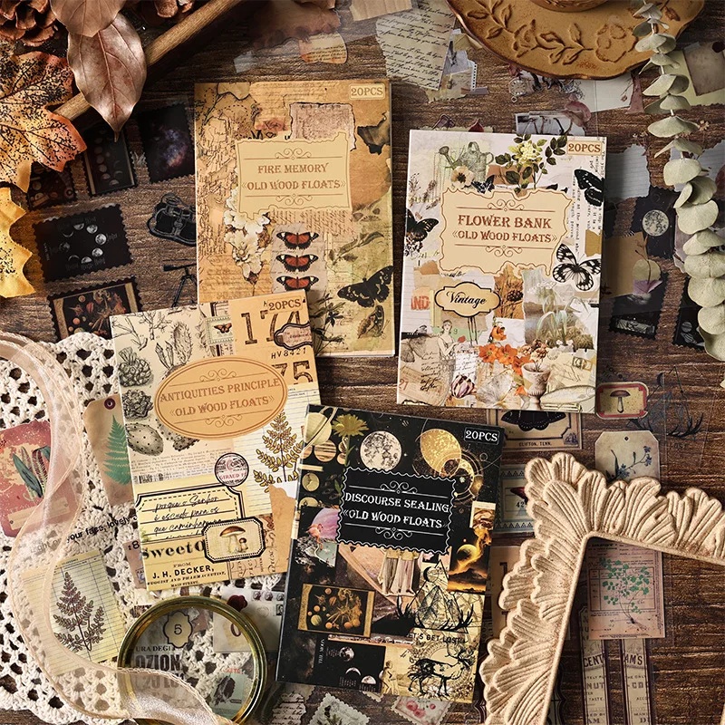 Vintage Collectible Books - 20 Yaprak Vintage Kesim Çıkartma Kitabı,