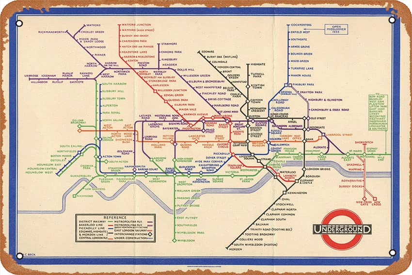 Vintage Collectible Posters - Muecddoa Retro Londra Metro Haritası (1933)
