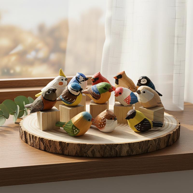 Vintage Collectibles Store - Sevimli El Yapımı Ahşap Kuş Figürleri