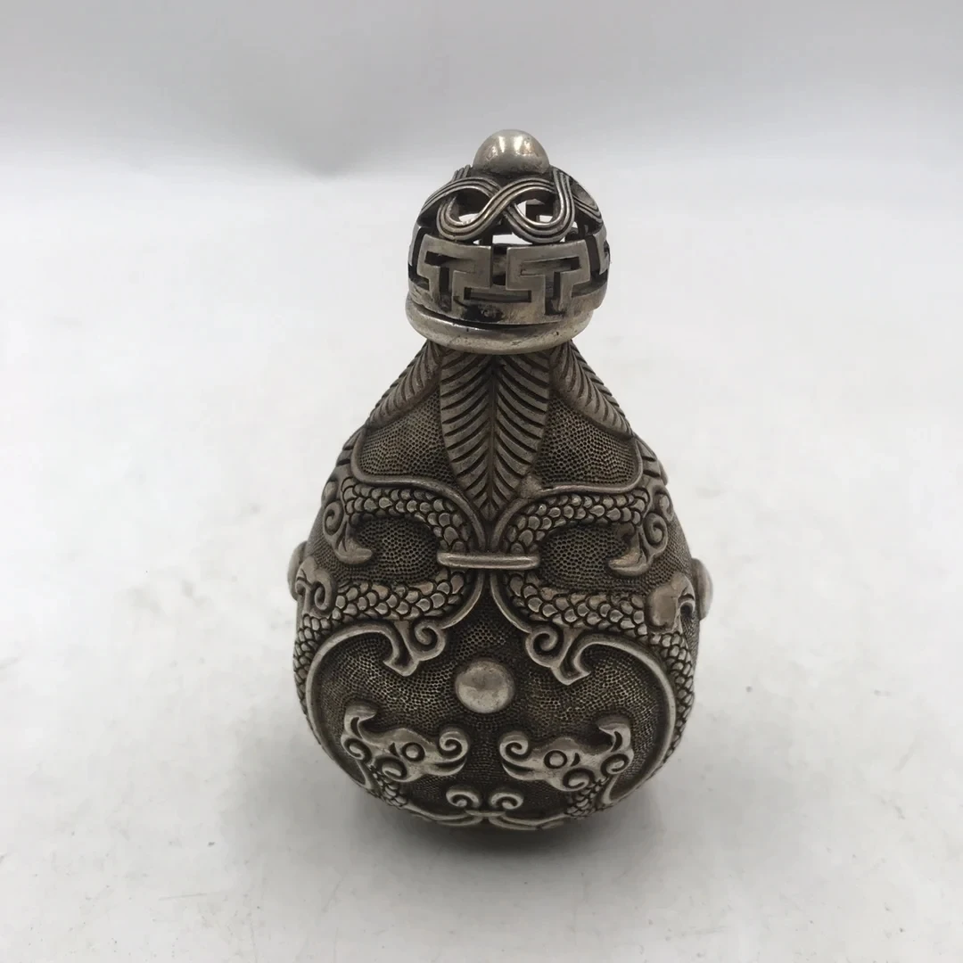 Vintage Collectible Bottles - Çin Beyaz Bronz Enfiye Şişesi Çift