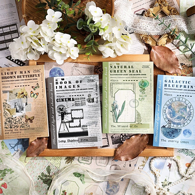Vintage Collectible Books - 40 sayfa resimli ışık gölge serisi